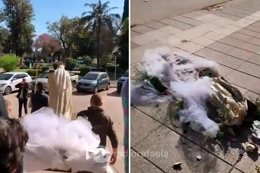 Restauraron la Virgen de la Merced que se cayó al suelo en la fiesta patronal en San Justo