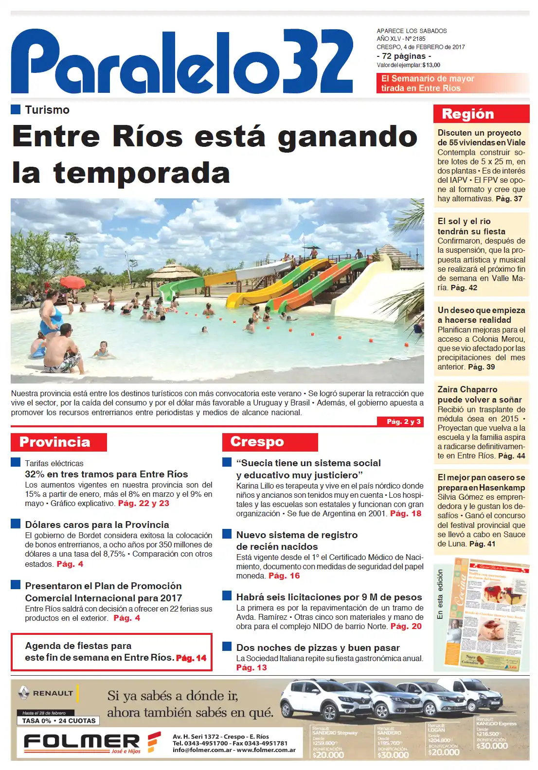 La tapa de Paralelo 32 de este sábado