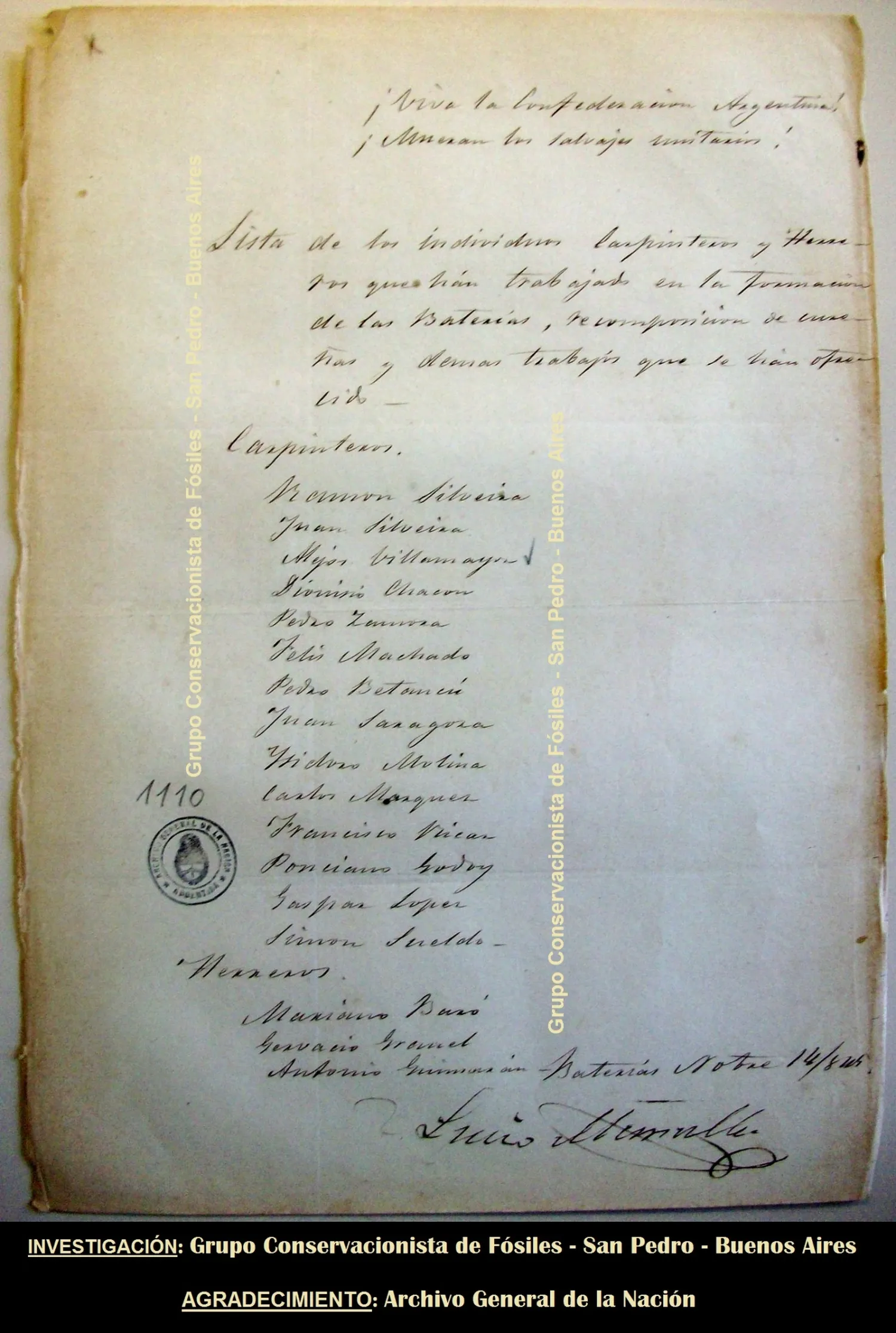 carta mansilla rosas trabajadores construcción cañones vuelta de obligado