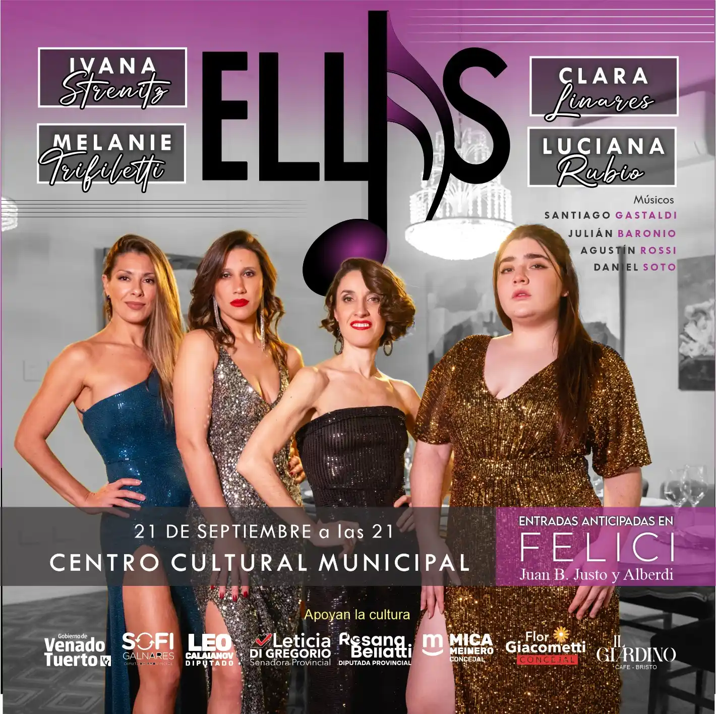 Las cuatro cantantes se presentarán en el Centro Cultural.