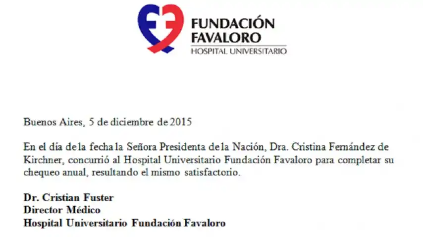 Cristina se realizó su chequeo anual en la Fundación Favaloro