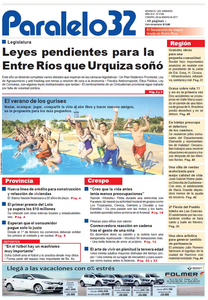 La tapa de Paralelo 32 edición Crespo