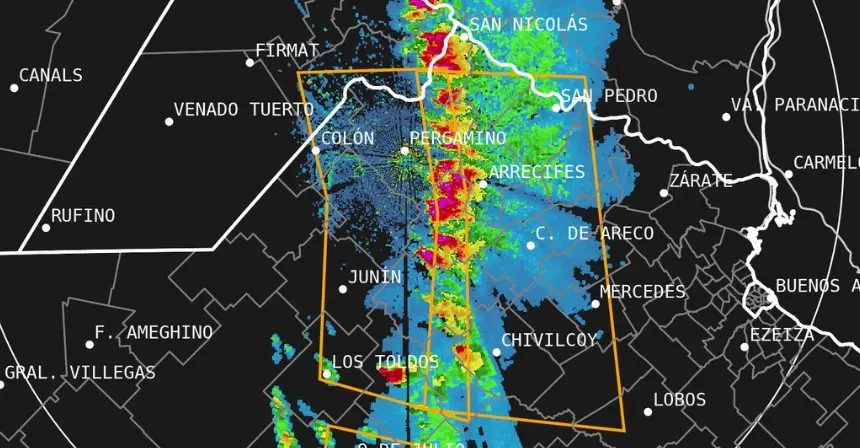 El Servicio Meteorológico Nacional emitió una alerta a corto plazo por tormentas fuertes y granizo.