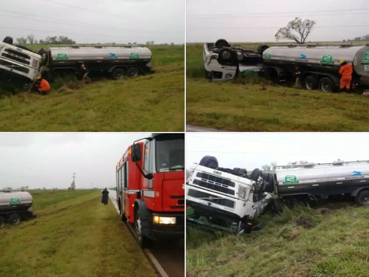 Increíble vuelco de chasis de camión en Freyre