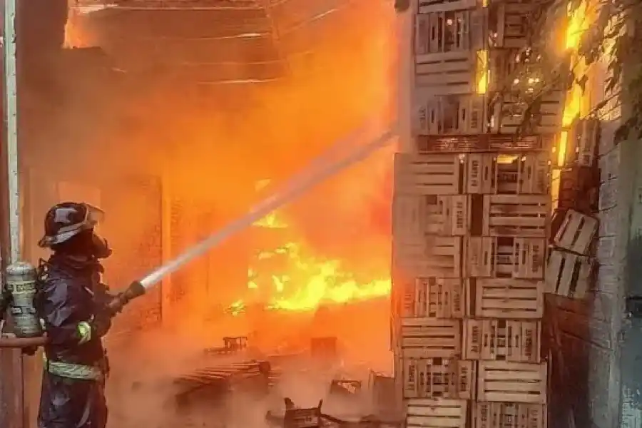 Un voraz incendio afectó tres galpones en el Mercado de Abasto: no hubo heridos