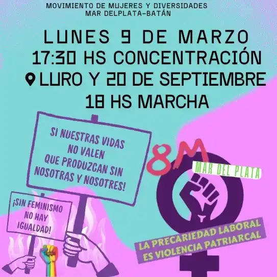 8M en Mar del Plata: convocan a marchar por derechos, igualdad y contra la violencia de género