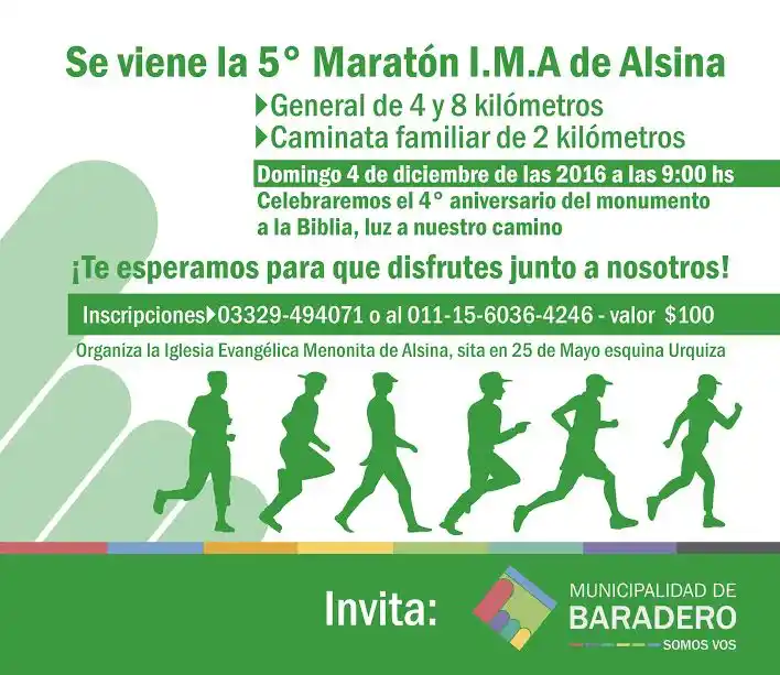 Llega el 5º Maratón organizado por la Iglesia Evangélica en Alsina