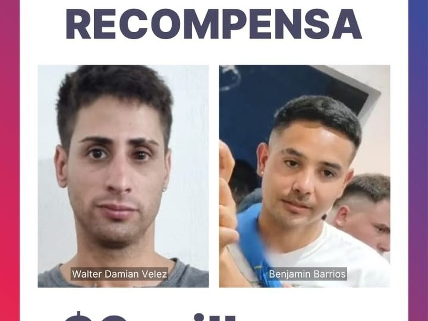 Las fotos fueron difundidas por el gobierno de Santa Fe para dar con los sindicados. Foto: Gentileza.