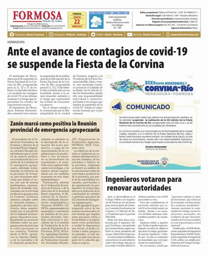 Tapa y Contratapa 22 de enero de 2022