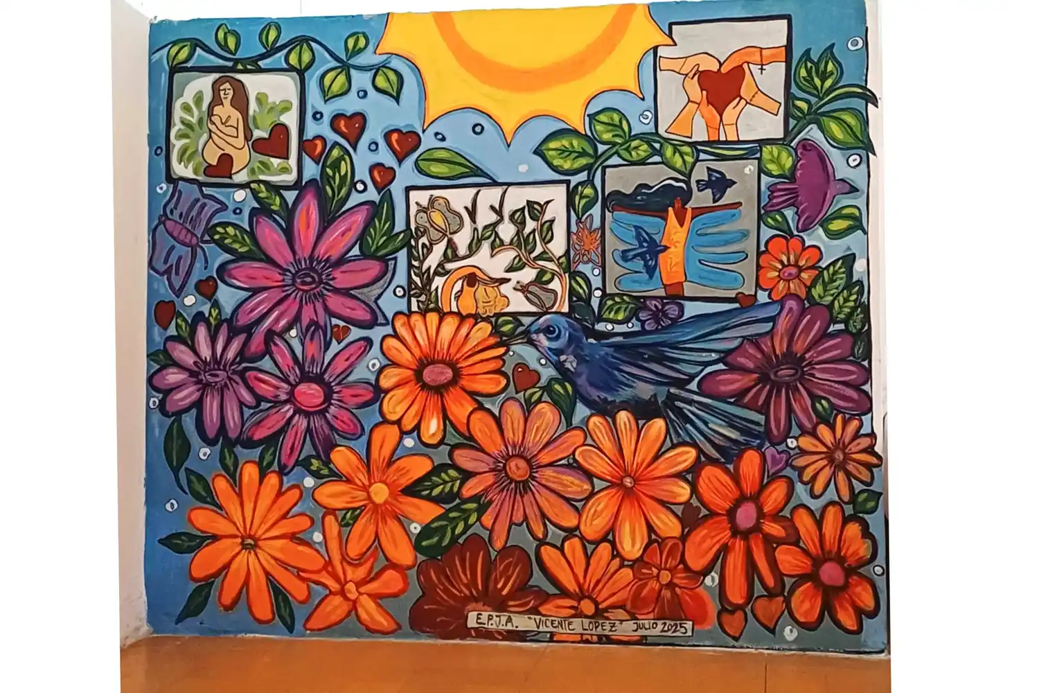 La Unidad Penal Nº 6 presentó un mural colectivo como cierre pedagógico de la escuela de Jóvenes y Adultos