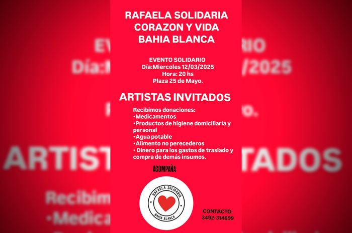 evento solidario plaza 25 de mayo donaciones inundación bahía blanca