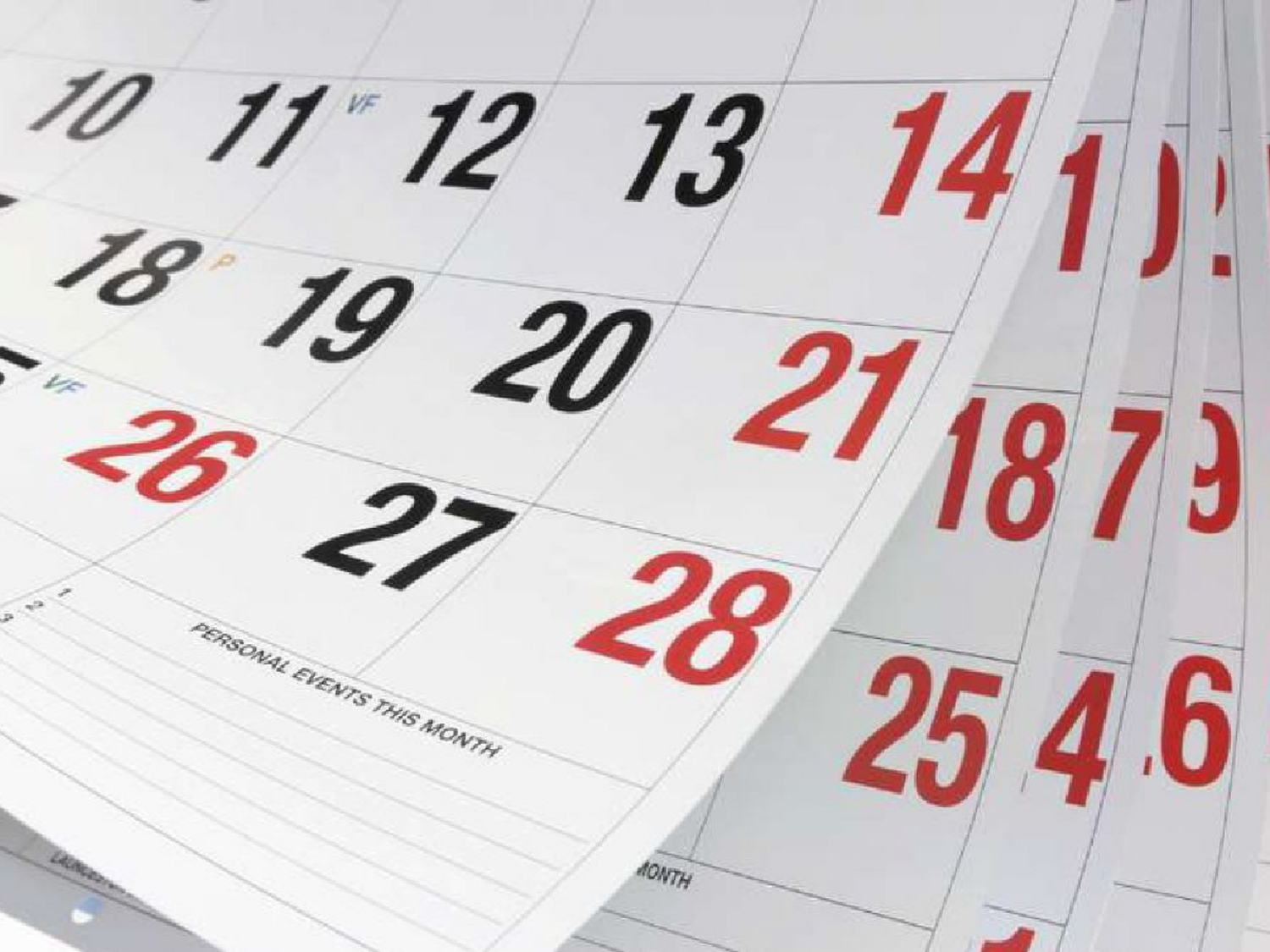 El calendario de feriados de 2019