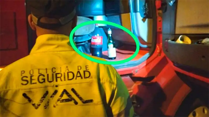 Camionero dio positivo de alcoholemia por segunda vez: tenía fernet en la cabina