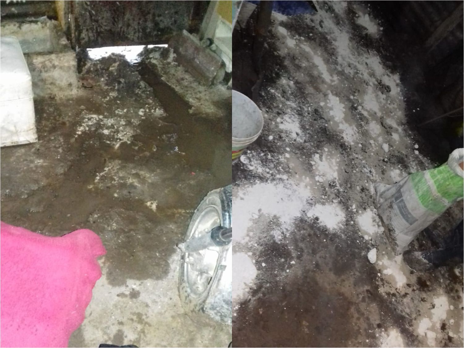 Temporal de lluvia en La Tosquera: “Echamos cal para que seque un poco”