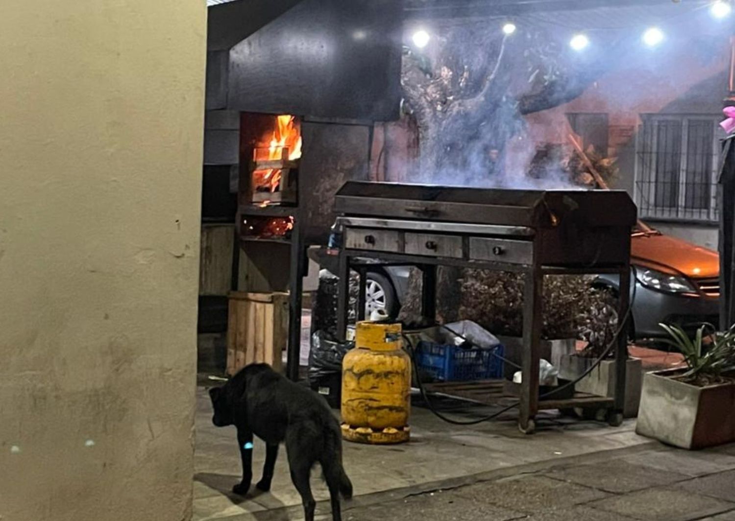 Humo y olor a chinchulines en pleno centro