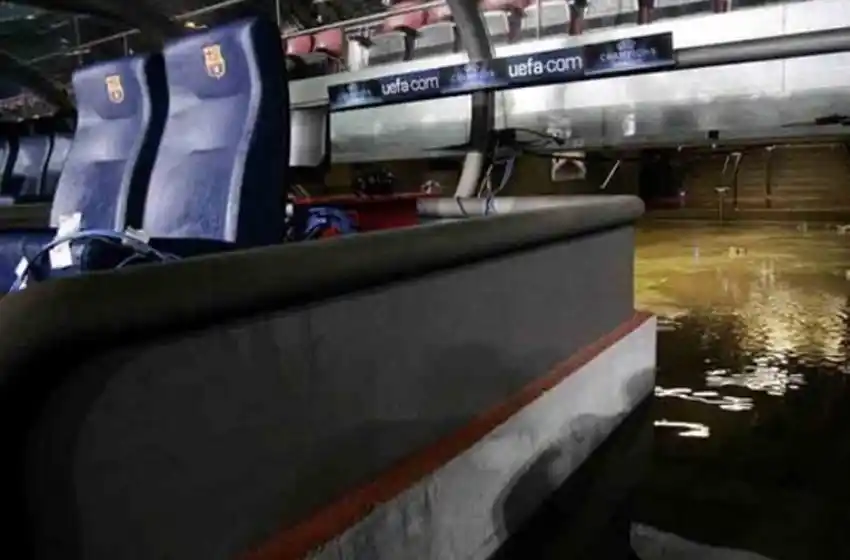 El Camp Nou quedó bajo el agua