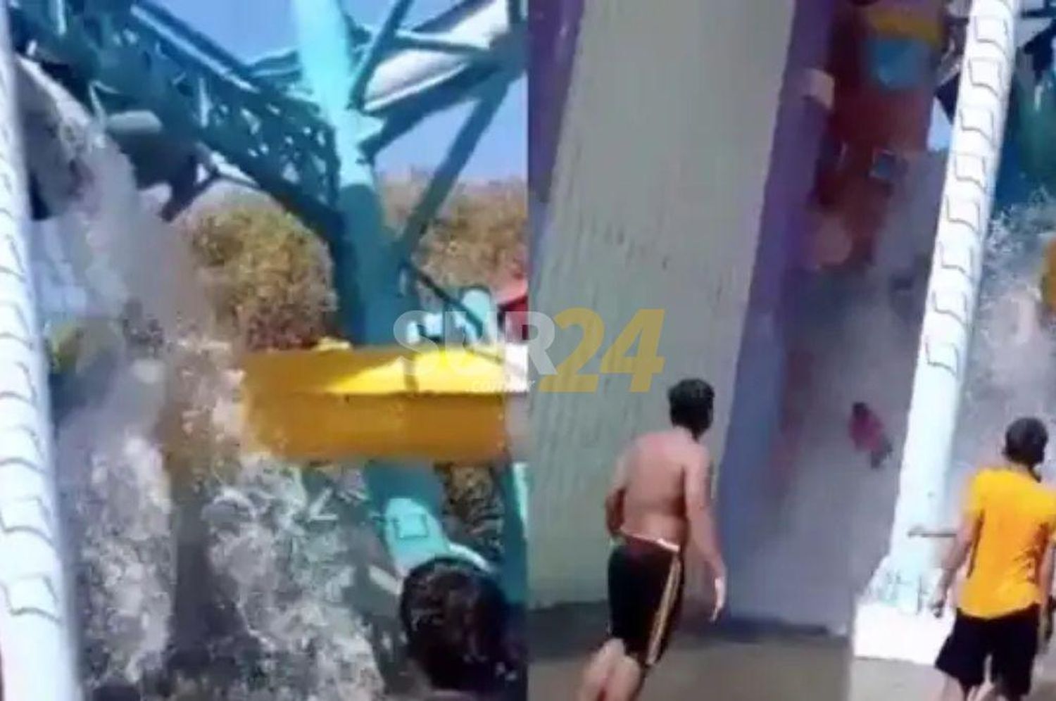 Video: niños caen de varios metros de altura tras colapsar un tobogán en un parque acuático