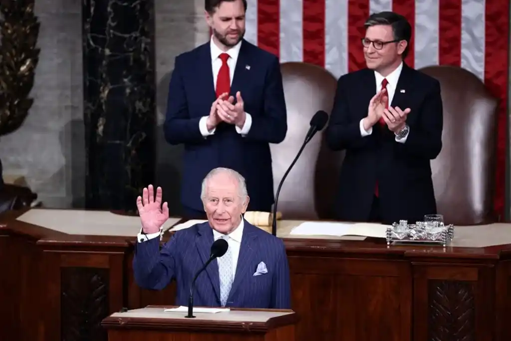 El rey Carlos III de Inglaterra durante un discurso ante una sesión conjunta del Congreso en el Capitolio de Estados Unidos. EFE