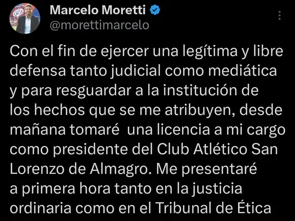 posteo moretti  san lorenzo  coimas