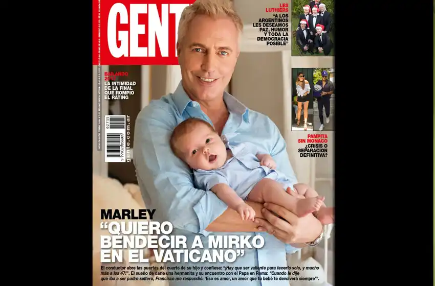 Marley posó junto a su hijo, Mirko