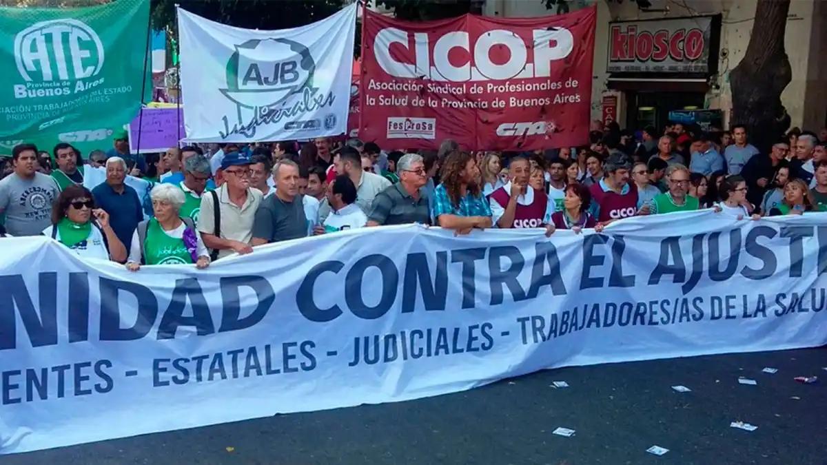 Paro y movilización de ATE, judiciales y médicos bonaerenses
