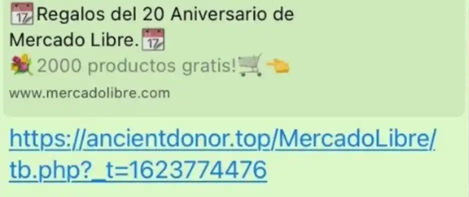 Mensaje falso y viral que circula por WhatsApp
