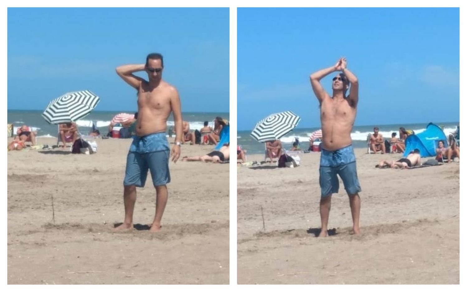 El Intendente de Morón, Ramiro Tagliaferro, relajado en las playas públicas de Pinamar