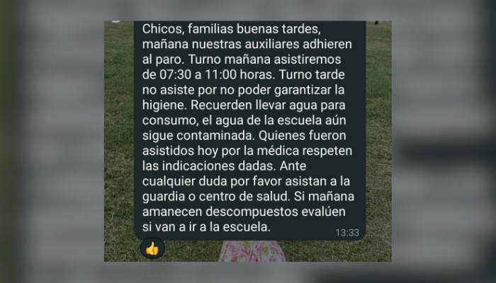 Las autoridades informaron a los padres de los estudiantes mediante un mensaje de WhatsApp.