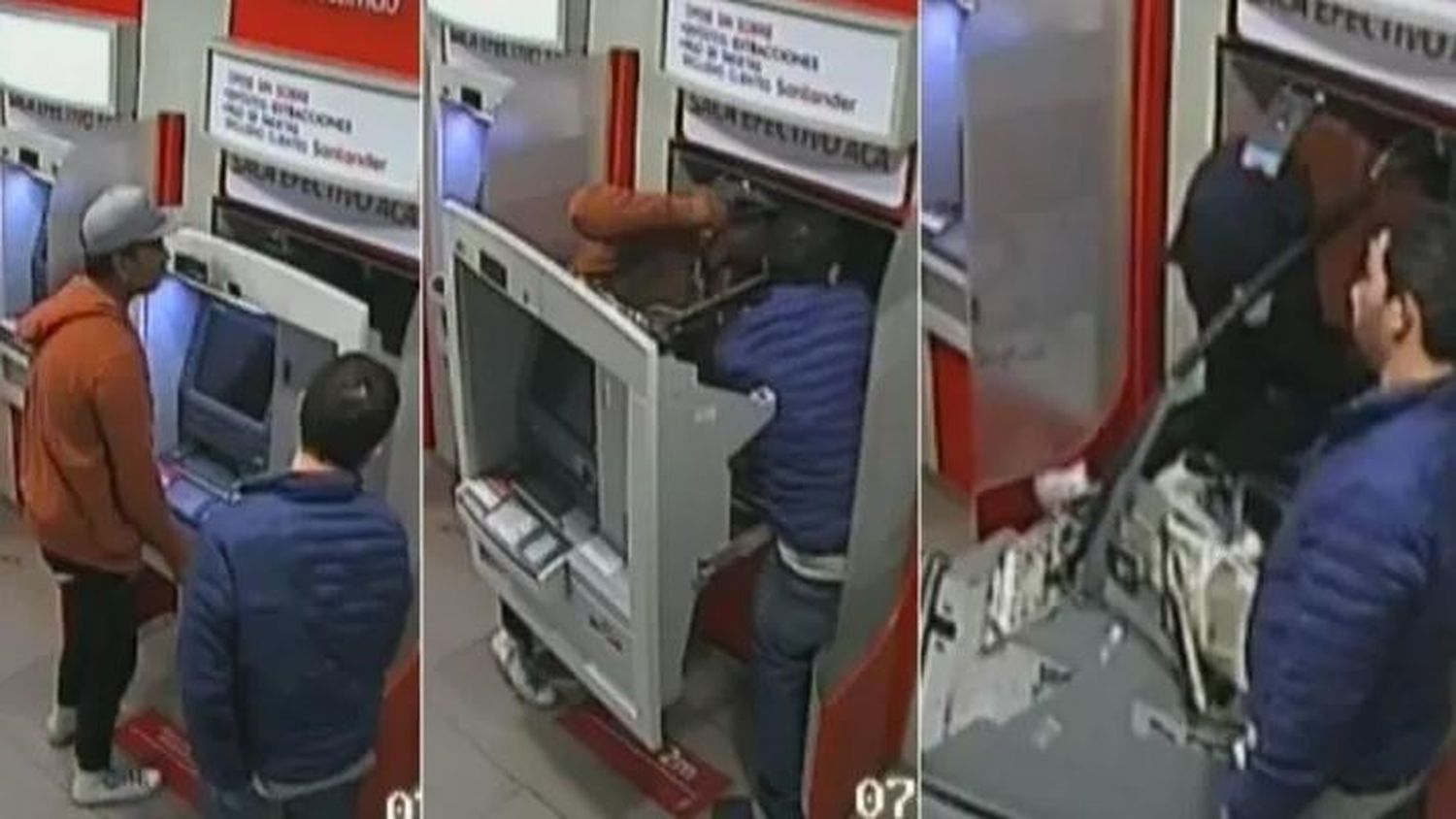 Dos ladrones desarmaron dos cajeros automáticos para robar el dinero dentro
