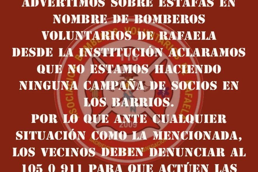 ATENCIÓN: Se hacen pasar por Bomberos Voluntarios para estafar a vecinos 