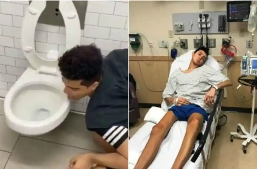 Lamió la tapa de un inodoro en un reto viral y a los días dio positivo de coronavirus