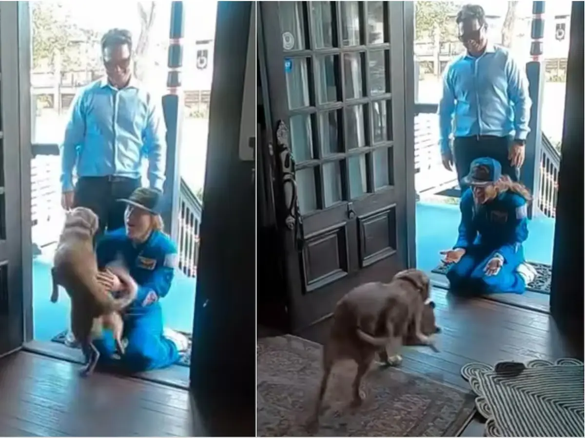 El conmovedor reencuentro de la astronauta Christina Koch con su perrita tras volver de la misión Artemis II