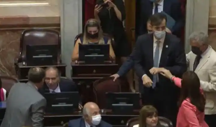 Jura de senadores: Esteban Bullrich emocionó a todos al ingresar a la Cámara Alta en su última sesión 
