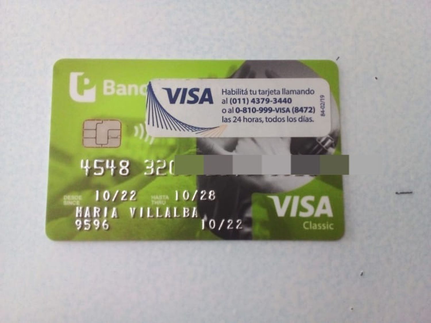 Tarjeta encontrada de María Villalba