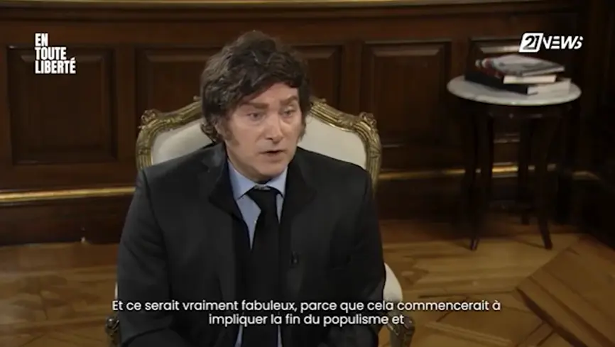 Milei en una entrevista con Louis Sarkozy