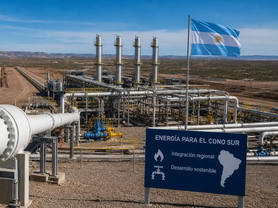 Actividad gasífera en la cuenca neuquina: el desarrollo de infraestructura será clave para consolidar el abastecimiento regional a largo plazo. Foto: IA