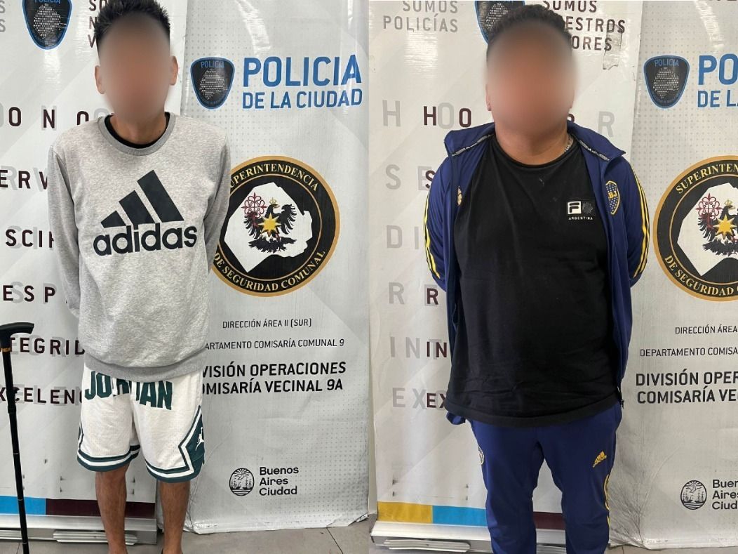 Dos de los tres detenidos de nacionaldad peruana en el barrio de Mataderos (Foto: Policía de la Ciudad)