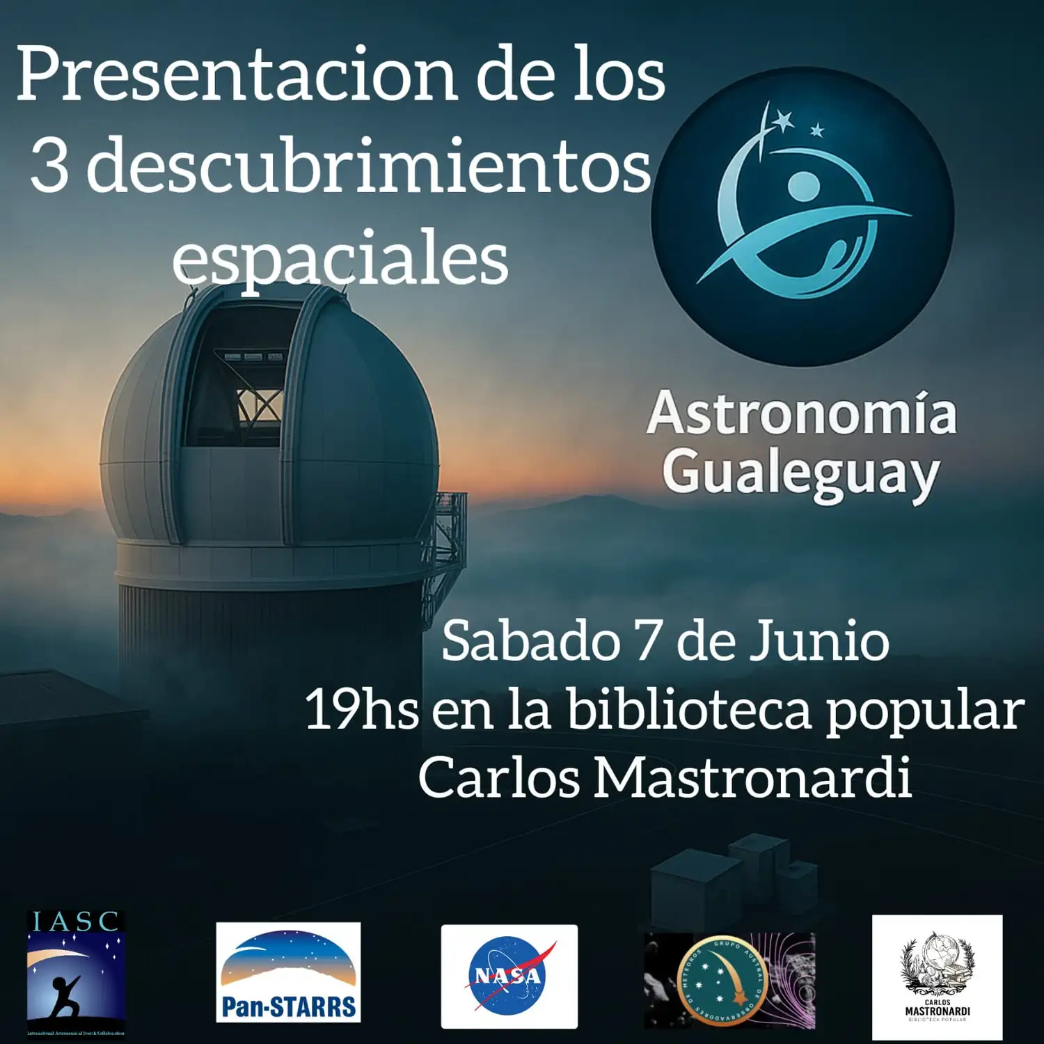 El próximo sábado 7 de junio a las 19 hs, la Biblioteca Popular