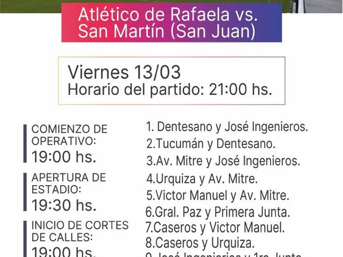 Cortes y accesos al Monumental