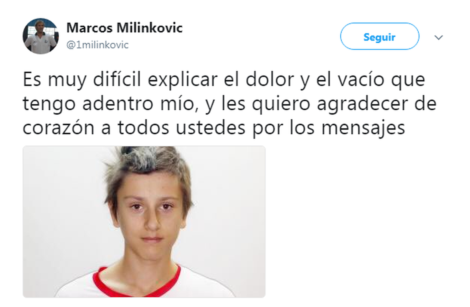 El mensaje de Milinkovic tras la muerte de su hijo: "Es muy difícil explicar el dolor que tengo"