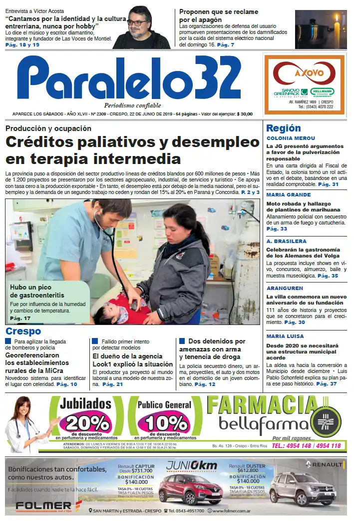 Tapa Paralelo 32 edición Crespo sábado 22 de junio 2019