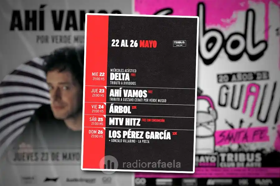 Tribus, Club de Arte presentó su nueva cartelera: Árbol, MTV Hits, tributos y más para este finde