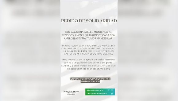 Llamado a la solidaridad: Agustina necesita tu ayuda