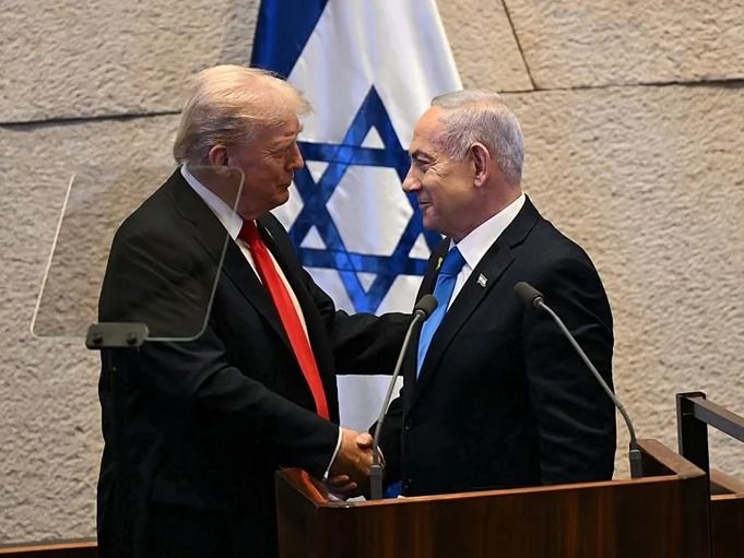 Trump y Netanyahu en el Parlamento Israelí