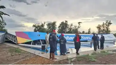 Miramar de Ansenuza: se derrumbó el Polideportivo Social en construcción