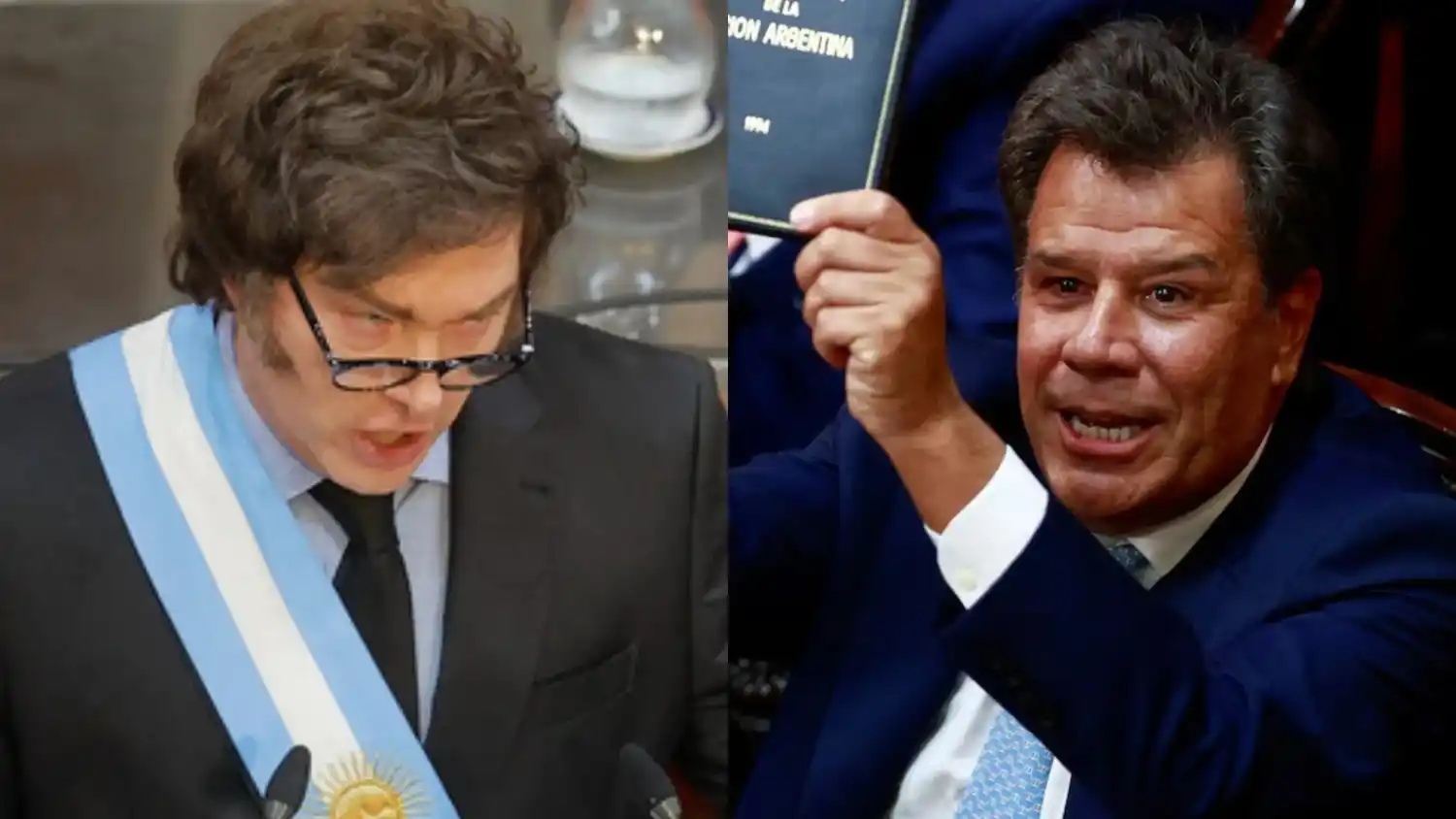 El cruce entre Javier Milei y Facundo Manes en el Congreso.