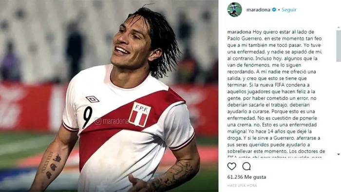 Maradona salió en apoyo a Guerrero por el doping