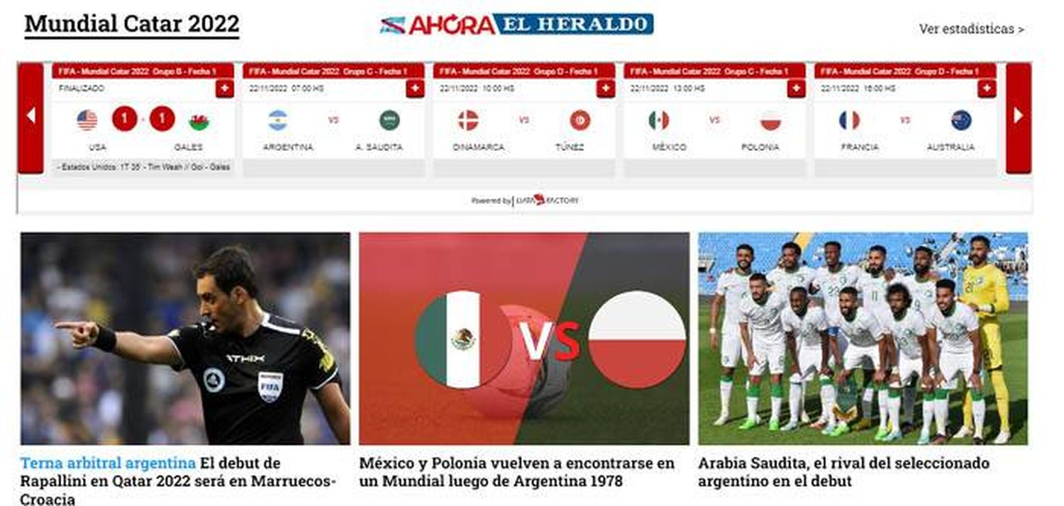 El Mundial de Qatar se vive a pleno en la remozada  página web de EL HERALDO