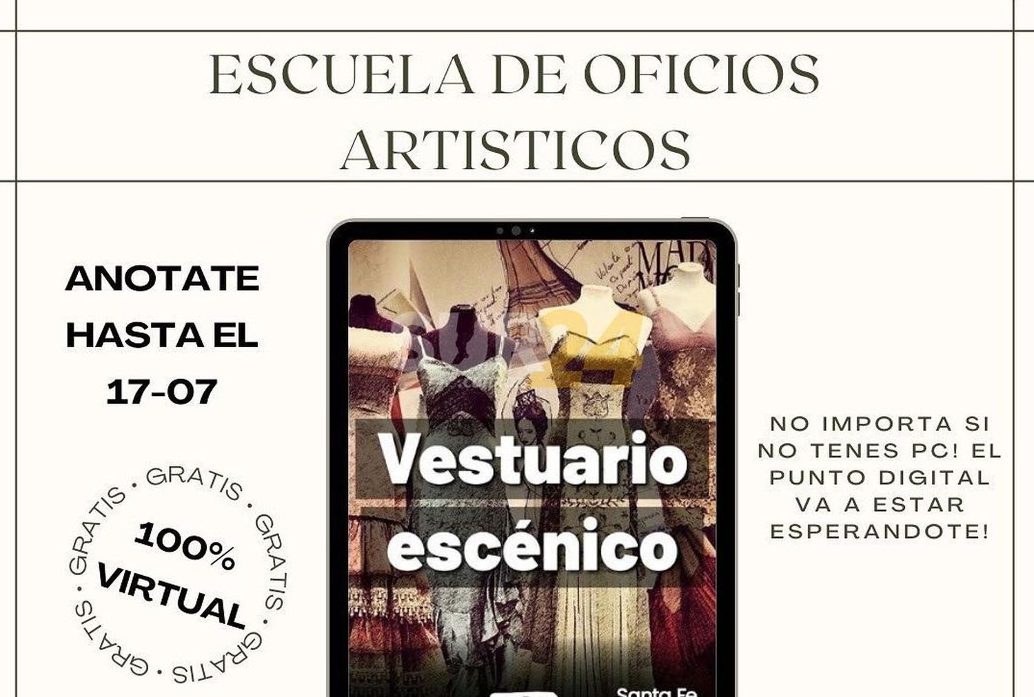 Inscripción abierta para la Escuela de oficios artísticos en Rufino