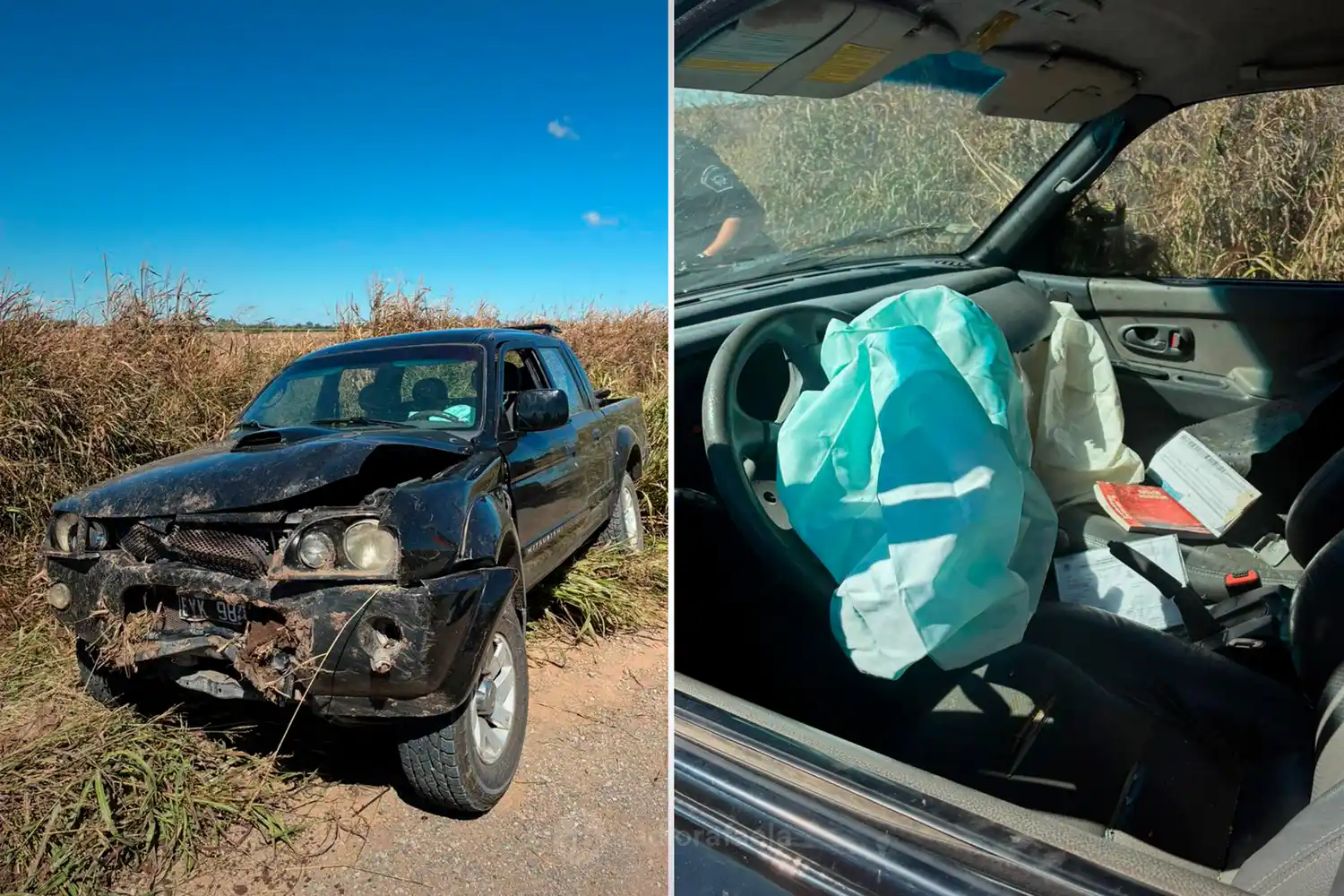 Un joven le robó una camioneta a un empresario de Rafaela y la volcó tras escaparse por la zona rural de Lehmann